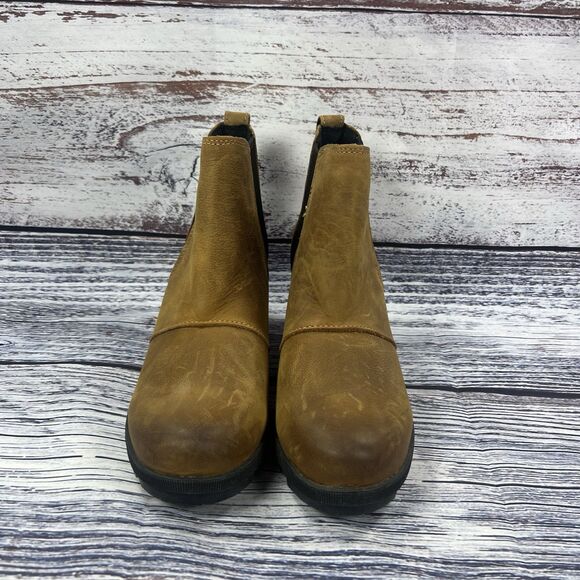 Sorel Joan Of Arctic Wedge II Brown Leather Chelsea Ankle Boots Women’s Size 7.5 - Picture 2 of 8